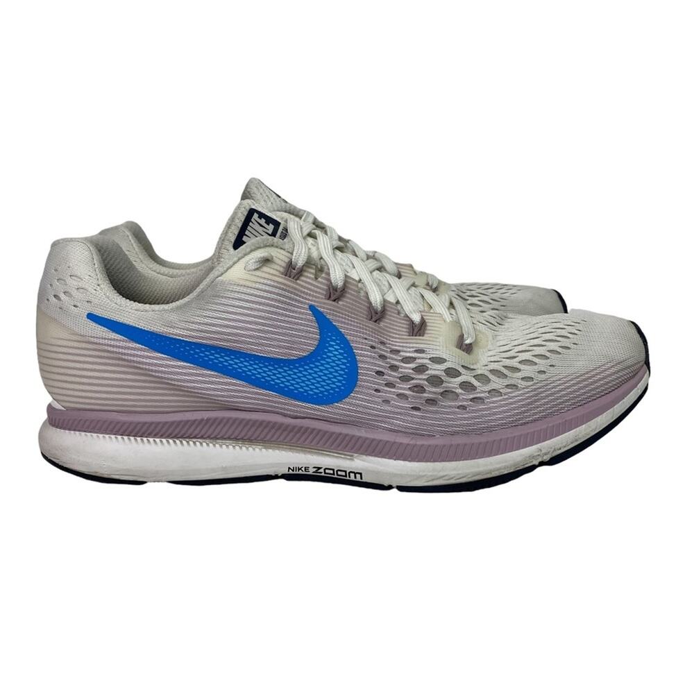 Nike Air Zoom Pegasus 34 White Blue 880560-105 Running Shoes Women's Size 9